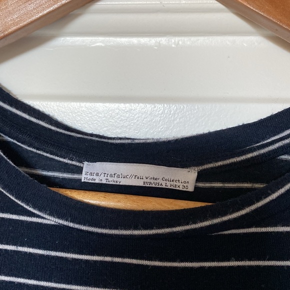 Zara Blue & White Striped Short Sleeve Shirt - Picture 2 of 3
